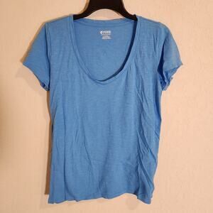 Victoria's Secret PINK 100% Cotton Heather Blue V-Neck Lightweight Tee - M